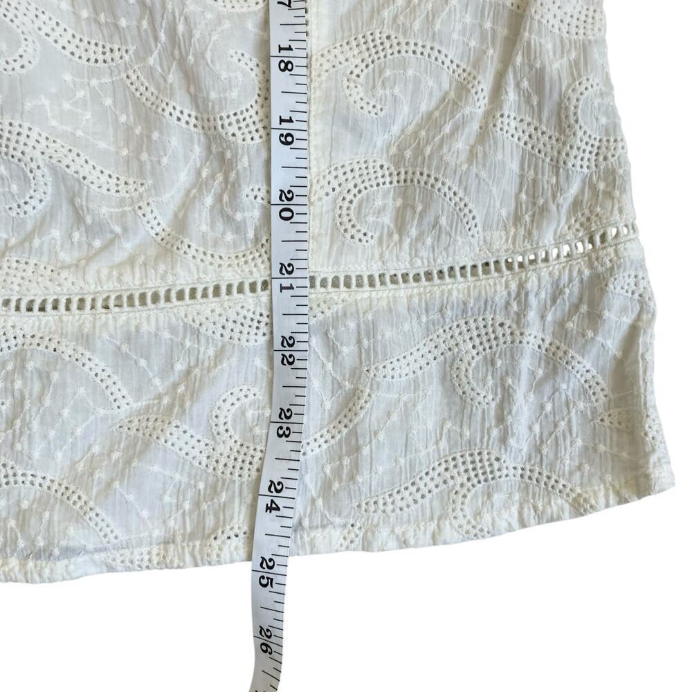 Sundance Sz S Ivory Sleeveless Blouse Crochet Eyelet Ruffled Trims Cotton - Picture 16 of 16
